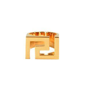 Versace Gold Color Metal "Greeca" Statement Ring Sz 19